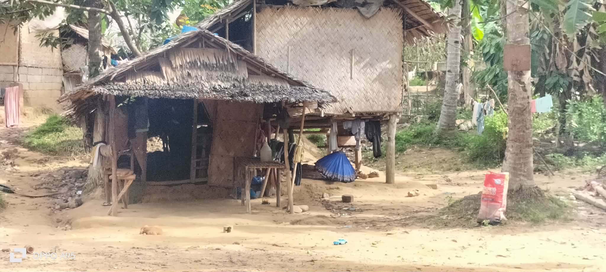 Traditional homes and everyday life along a rural neighborhood path